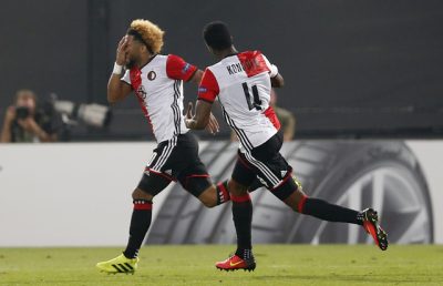 Tonny Vihena trở thành người hùng của Feyenoord khi ghi bàn thắng duy nhất của trận đấu. Photo Courtesy: Reuters