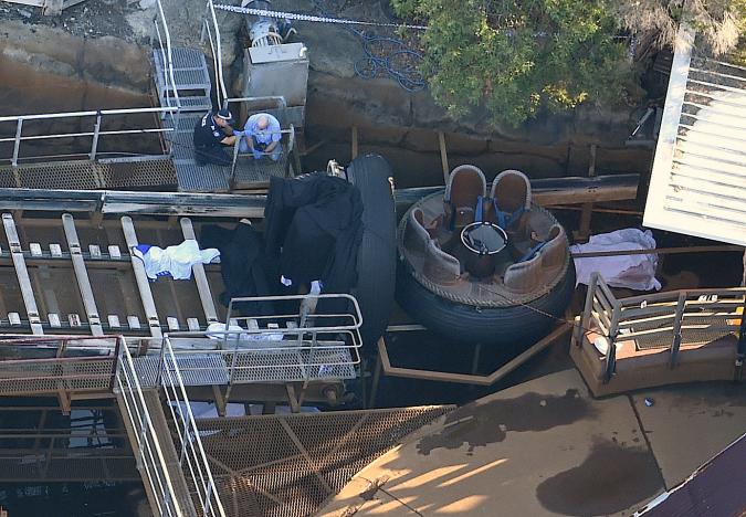Emergency services personnel can be seen near a ride inside the Dreamworld theme park at Coomera on the Gold Coast, Australia, October 25, 2016 after a number of people were reported killed on a ride at Australia's biggest theme park. (Photo: AAP/Dan Peled/via Reuters)