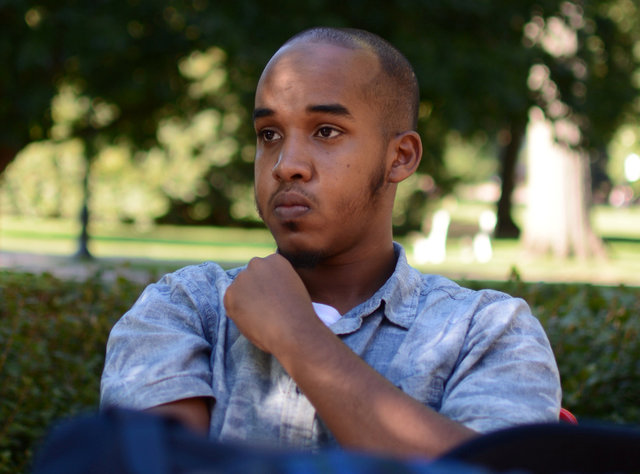 Abdul Razak Artan, a third-year student in logistics management, sits on the Oval in an August 2016 photo provided by The Lantern, student newspaper of Ohio State University in Columbus, Ohio, U.S. (Photo: Kevin Stankiewicz for The Lantern/ handout via Reuters)