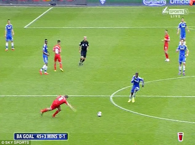 Cú trượt chân té ngã như một lời nguyền khiến anh không thể cùng Liverpool bước lên thiên đường trước Chelsea. Photo Courtesy: Sky Ports