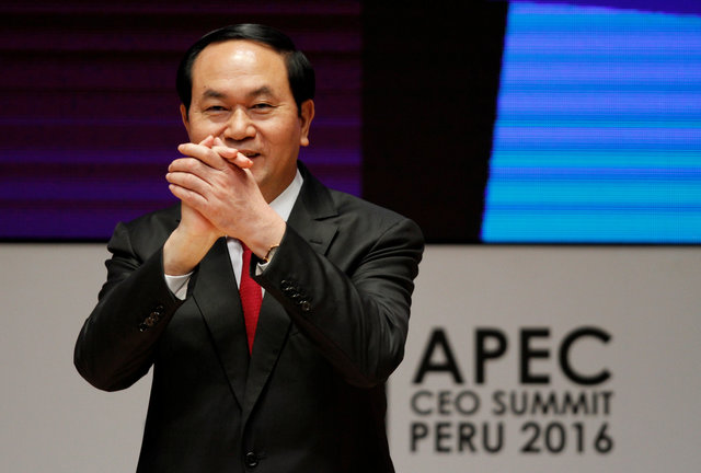 Vietnam's President Tran Dai Quang gestures during a meeting of the APEC (Asia-Pacific Economic Cooperation) CEO Summit in Lima, Peru, November 19, 2016. (Photo: Reuters)