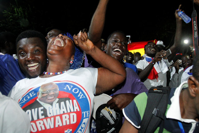 Supporters of Ghana's president-elect Nana Akufo-Addo celebrate on a street in Accra, Ghana. (Photo: Reuters)